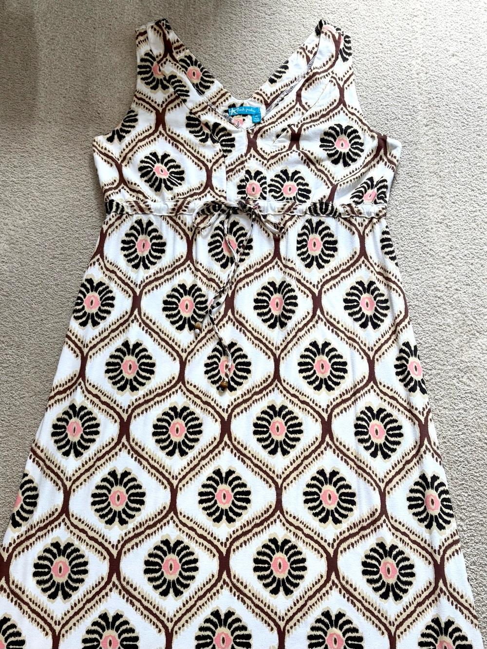 Fresh Produce Maxi Sleeveless Geometric V-Neck Empire Waist Summer Dress XL - Picture 3 of 15
